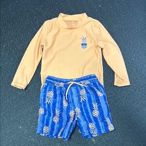 Kids Swim Set with Pineapple Design - Orange and Blue